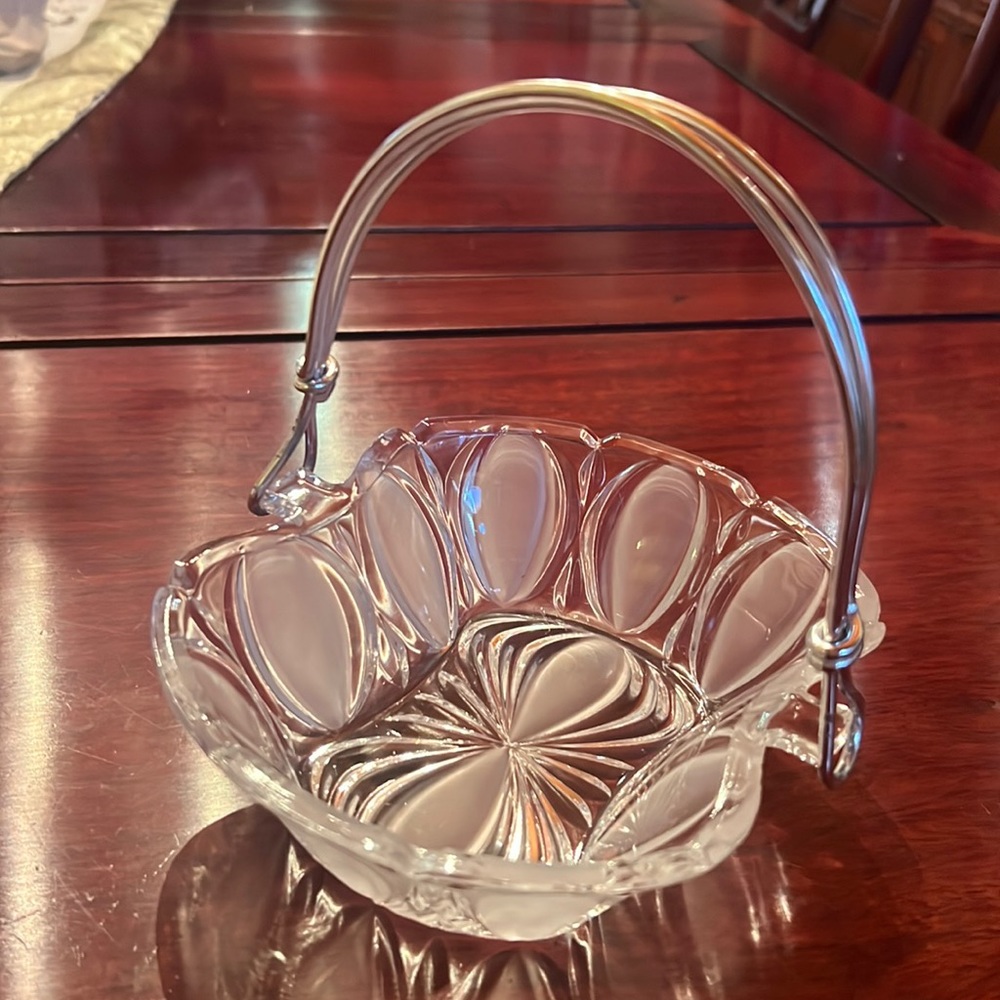 Crystal Basket with Silver Handle